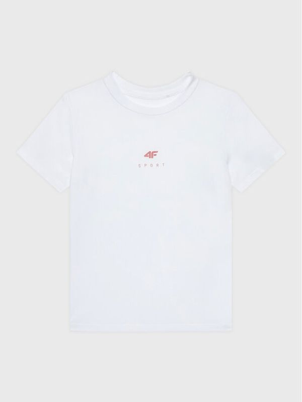 4F 4F Тениска от техническо трико HJZ22-JTSDF001 Бял Regular Fit