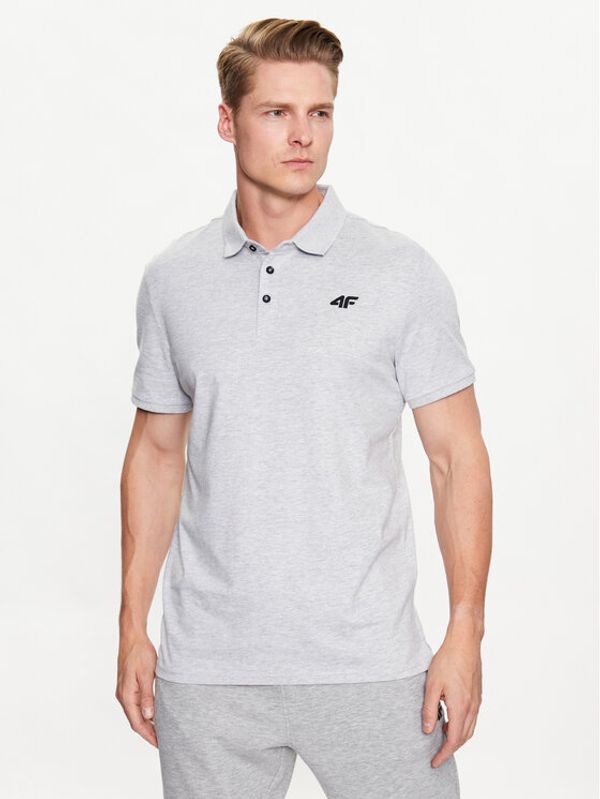 4F 4F Тениска с яка и копчета 4FSS23TPTSM038 Сив Regular Fit