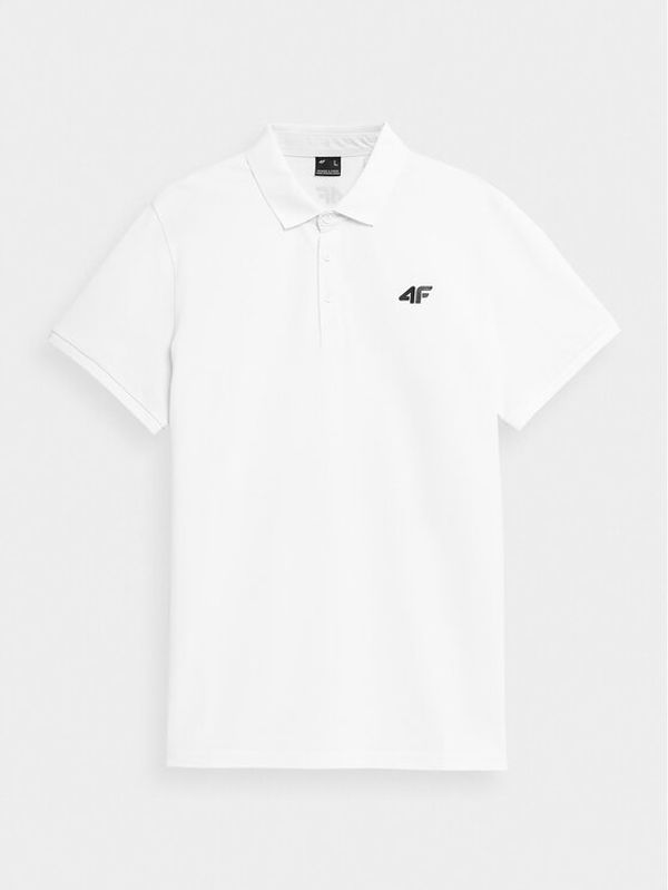 4F 4F Тениска с яка и копчета 4FSS23TPTSM039 Бял Regular Fit