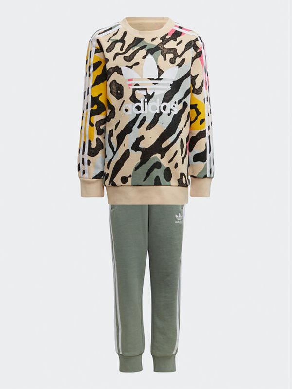 adidas adidas Анцуг Animal Print Crew Set IB8579 Бежов Regular Fit
