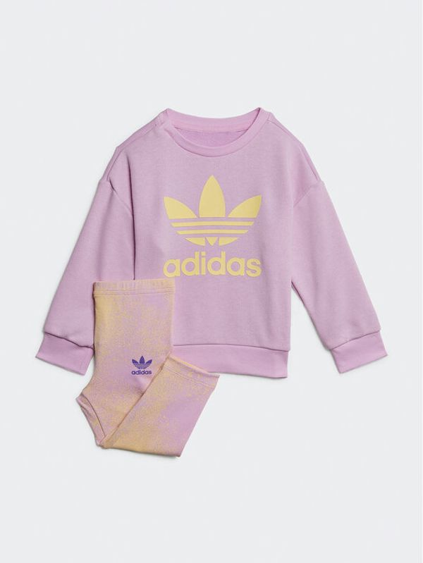 adidas adidas Анцуг Graphic Logo Crew Set HK2910 Виолетов Slim Fit