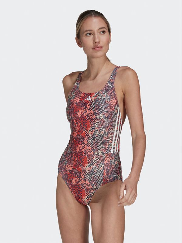 adidas adidas Бански костюм 3-Stripes Graphic Swimsuit HR4384 Бежов
