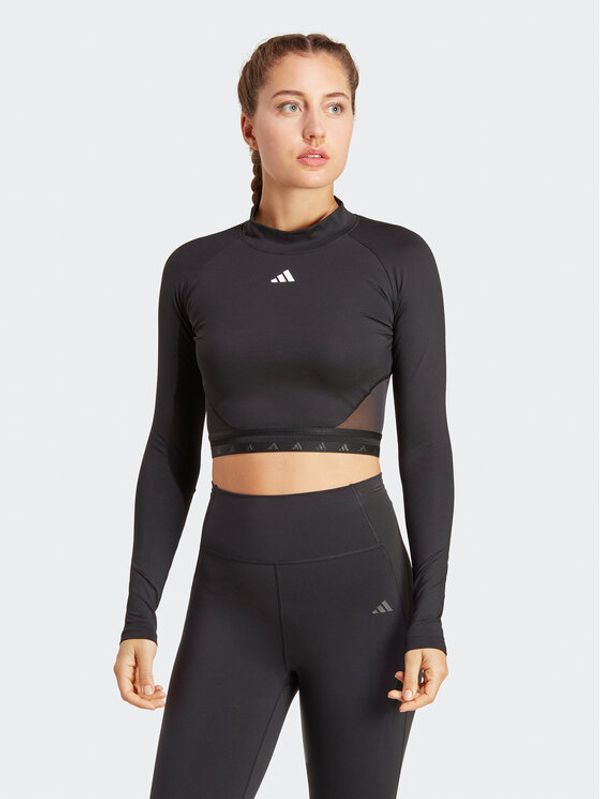 adidas adidas Блуза AEROREADY Hyperglam Crop Long-Sleeve Top HZ2315 Черен