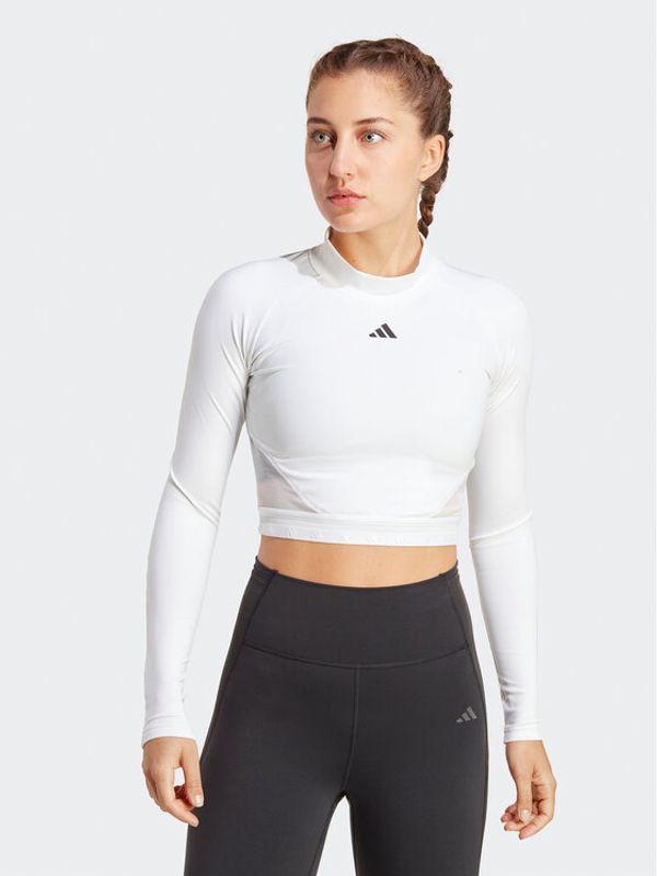 adidas adidas Блуза AEROREADY Hyperglam Crop Long-Sleeve Top HZ2316 Бял