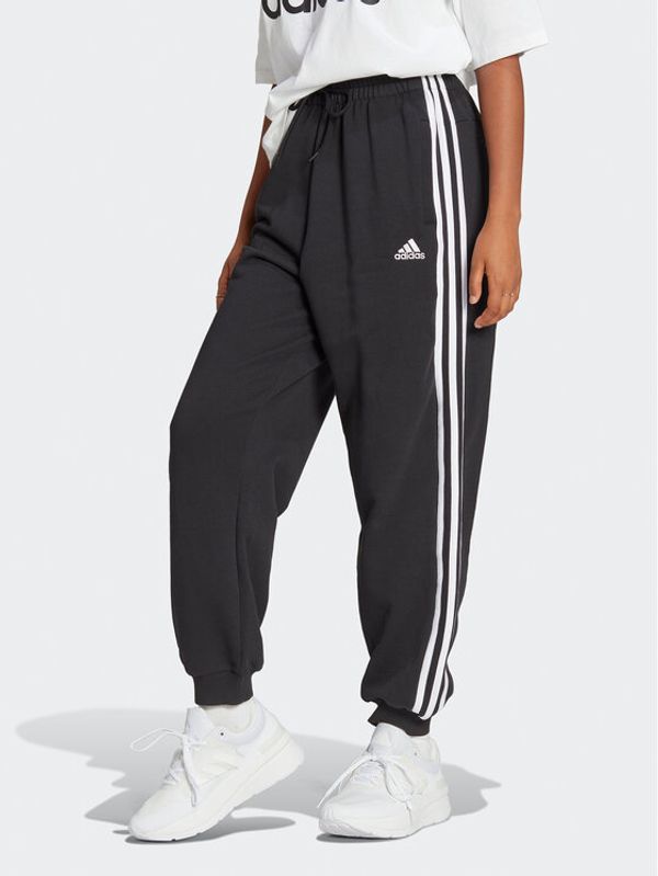 adidas adidas Долнище анцуг Essentials 3-Stripes French Terry Loose-Fit Joggers HA4375 Черен Loose Fit