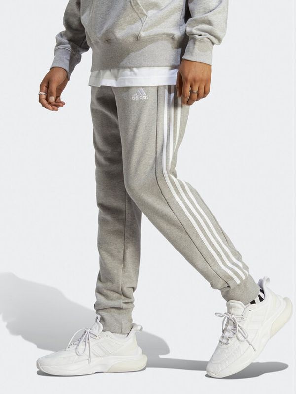 adidas adidas Долнище анцуг Essentials French Terry Tapered Cuff 3-Stripes Joggers IC9407 Сив Regular Fit