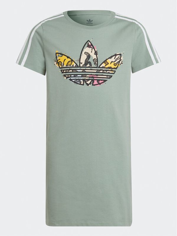 adidas adidas Ежедневна рокля Animal Print Tee Dress IB8603 Зелен Regular Fit