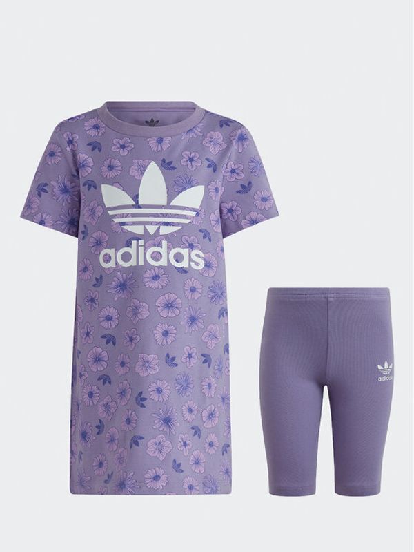 adidas adidas Ежедневна рокля Floral Dress Set IB9483 Виолетов Slim Fit