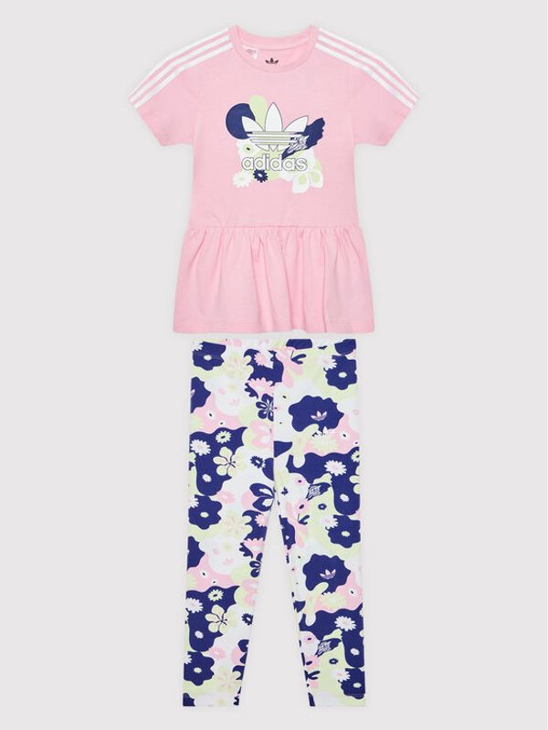 adidas adidas Комплект рокля и клин Flower Print HC1966 Розов Regular Fit