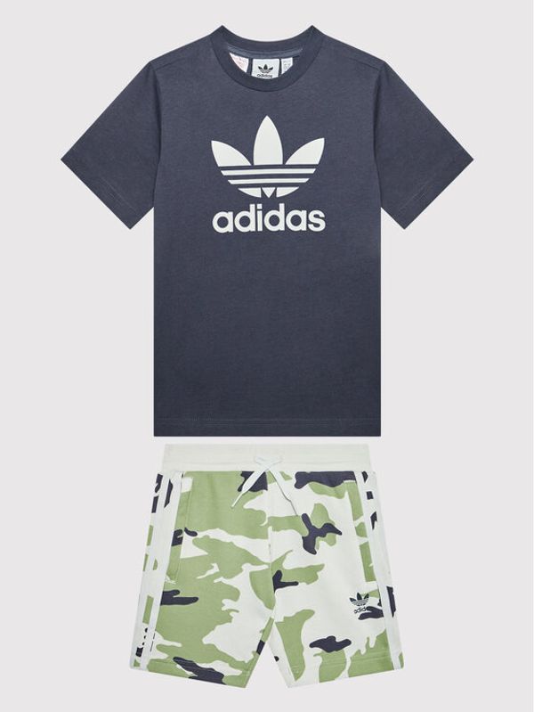 adidas adidas Комплект тишърт и спортни шорти Camo HC4581 Тъмносин Regular Fit