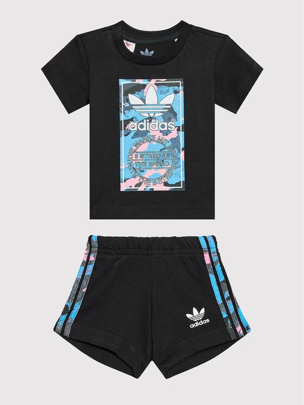 adidas adidas Комплект тишърт и спортни шорти Camo HK0322 Черен Regular Fit