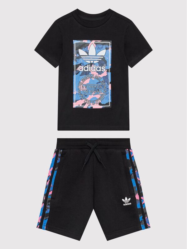 adidas adidas Комплект тишърт и спортни шорти Camo HK0332 Черен Regular Fit