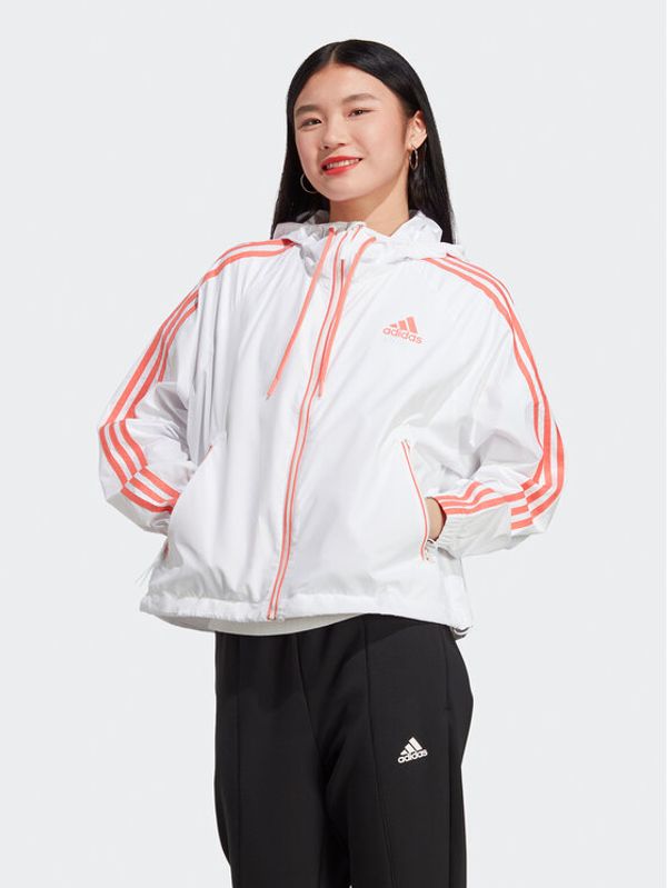 adidas adidas Преходно яке BSC 3-Stripes Wind Jacket HT8752 Бял Loose Fit