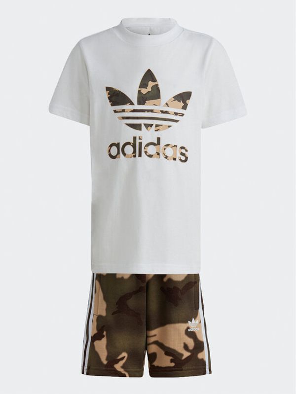 adidas adidas Спортен екип Camo Shorts and Tee Set IC2132 Бял Regular Fit