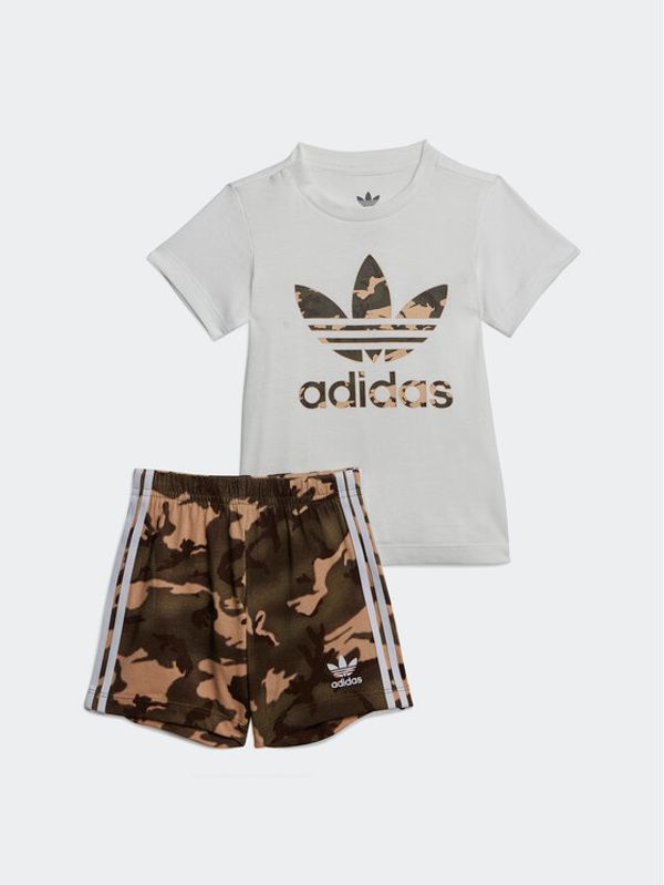 adidas adidas Спортен екип Camo Tee and Shorts Set IC2027 Бял Regular Fit