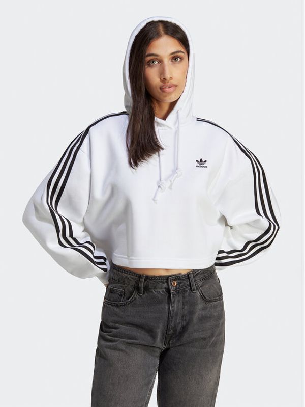 adidas adidas Суитшърт Adicolor Classics Crop Hoodie IB7387 Бял Loose Fit