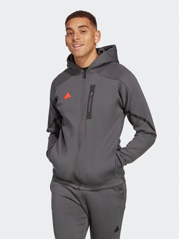 adidas adidas Суитшърт Designed for Gameday Full-Zip Hoodie IC8049 Сив Slim Fit