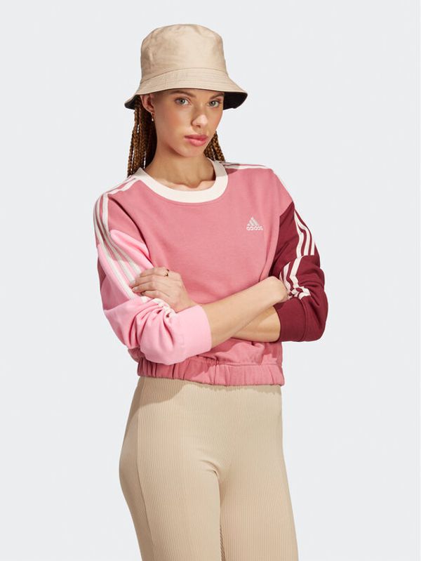 adidas adidas Суитшърт Essentials 3-Stripes Crop Sweatshirt IC9875 Розов Loose Fit