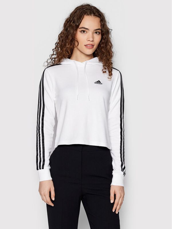 adidas adidas Суитшърт Essentials 3-Stripes GM5574 Бял Loose Fit