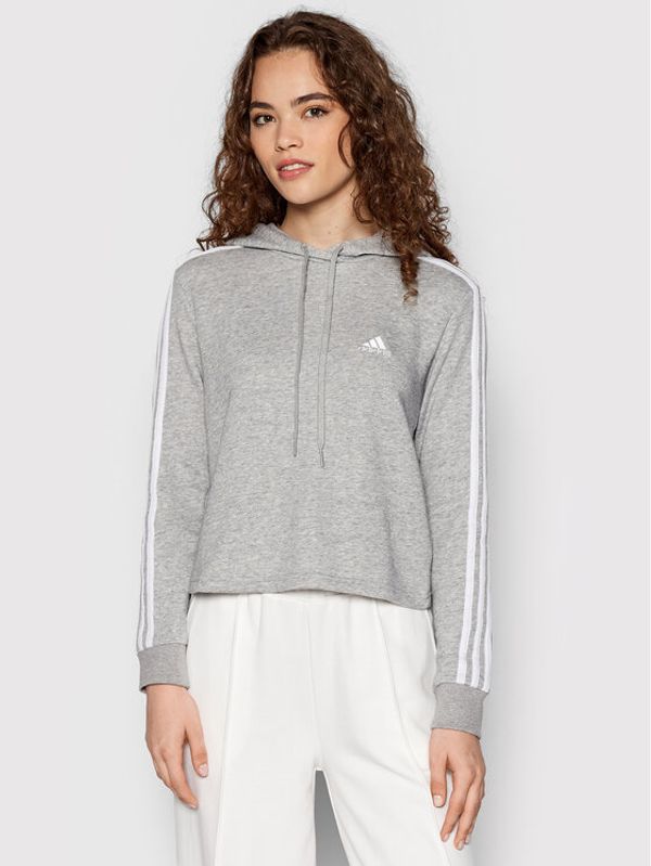 adidas adidas Суитшърт Essentias 3-Stripes GM5592 Сив Loose Fit