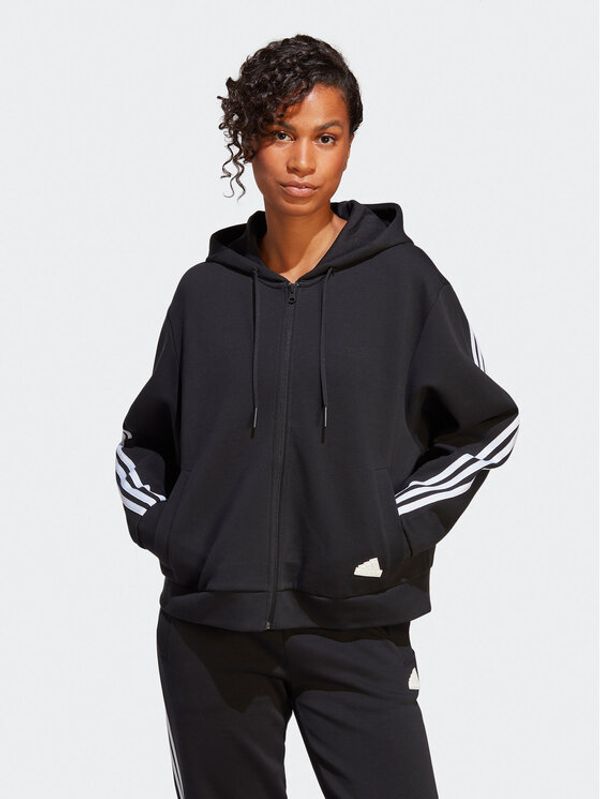 adidas adidas Суитшърт Future Icons 3-Stripes Full-Zip Hoodie HT4715 Черен Loose Fit