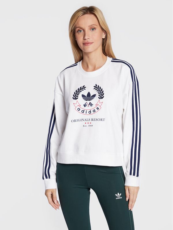 adidas adidas Суитшърт Graphic HL6558 Бял Loose Fit