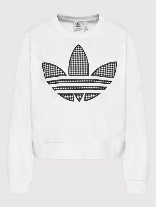 adidas adidas Суитшърт Trefoil HB9443 Бял Loose Fit