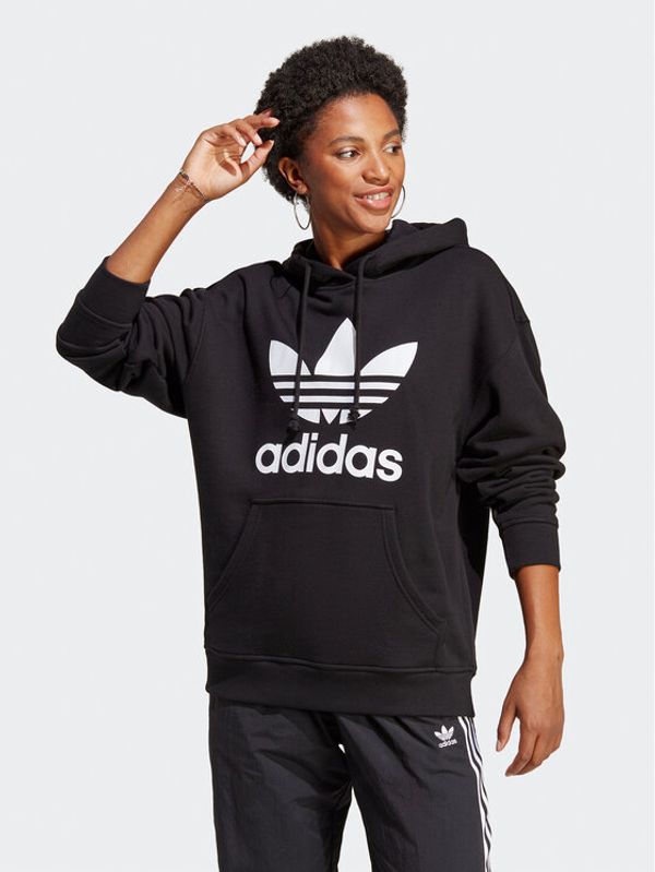 adidas adidas Суитшърт Trefoil Hoodie IB7432 Черен Regular Fit