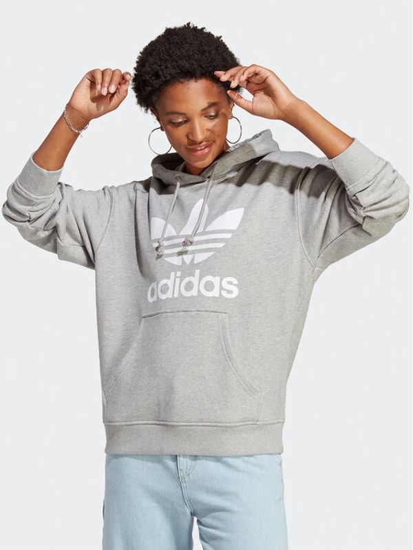adidas adidas Суитшърт Trefoil Hoodie IB7437 Сив Regular Fit