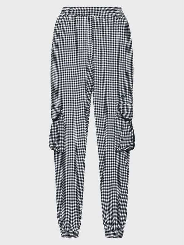 adidas adidas Текстилни панталони Gingham HB9456 Черен Loose Fit