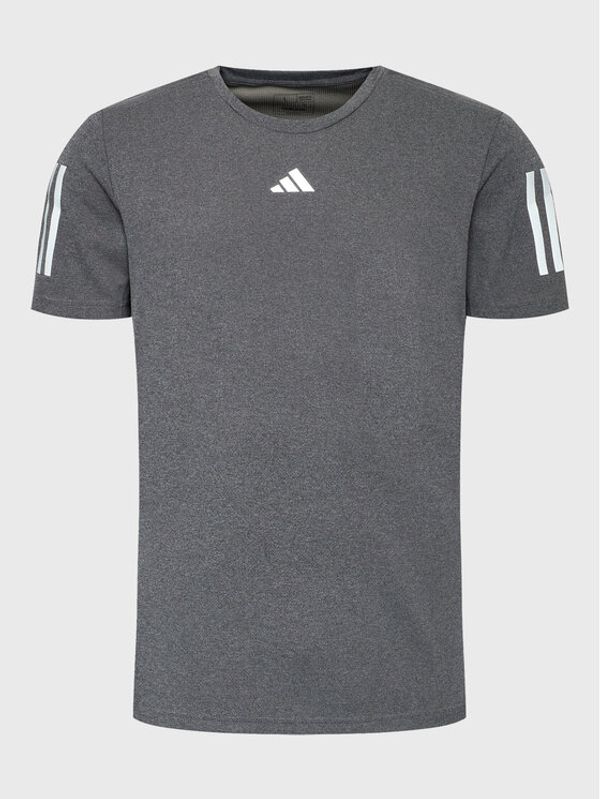 adidas adidas Тениска от техническо трико Own The Run HR6617 Сив Regular Fit