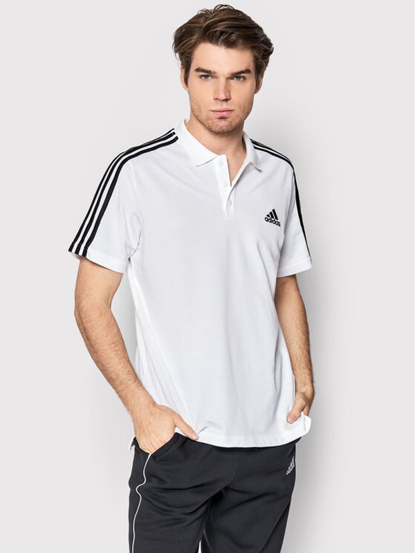 adidas adidas Тениска с яка и копчета Aeroready Essentials Pique Embroidered Small Logo 3-Stripes GK9138 Бял Regular Fit