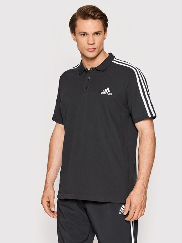 adidas adidas Тениска с яка и копчета Aeroready Essentials Pique GK9097 Черен Regular Fit