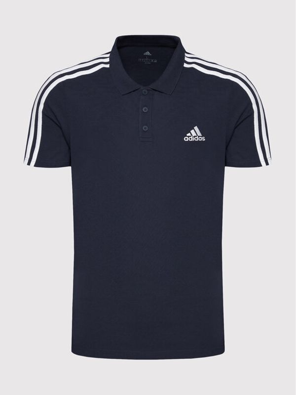 adidas adidas Тениска с яка и копчета Aeroredy Essentials Pique Embroidered Small Logo 3-Stripes GK9100 Тъмносин Regular Fit