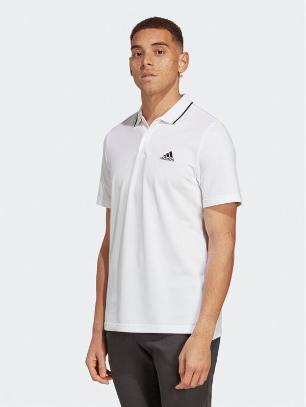adidas adidas Тениска с яка и копчета Essentials Piqué Small Logo Polo Shirt IC9315 Бял Regular Fit