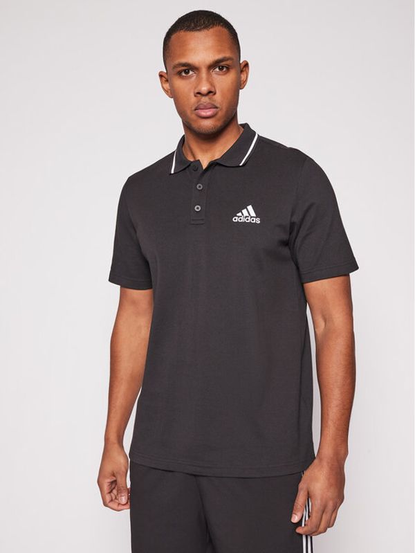 adidas adidas Тениска с яка и копчета M Sl Pq Ps GK9027 Черен Regular Fit