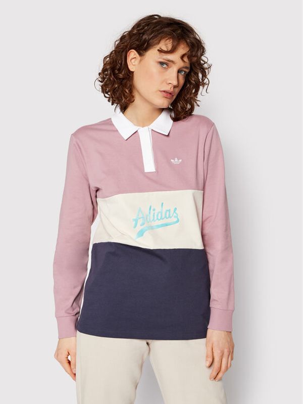 adidas adidas Тениска с яка и копчета Modern B-Ball HD9773 Розов Standard Fit