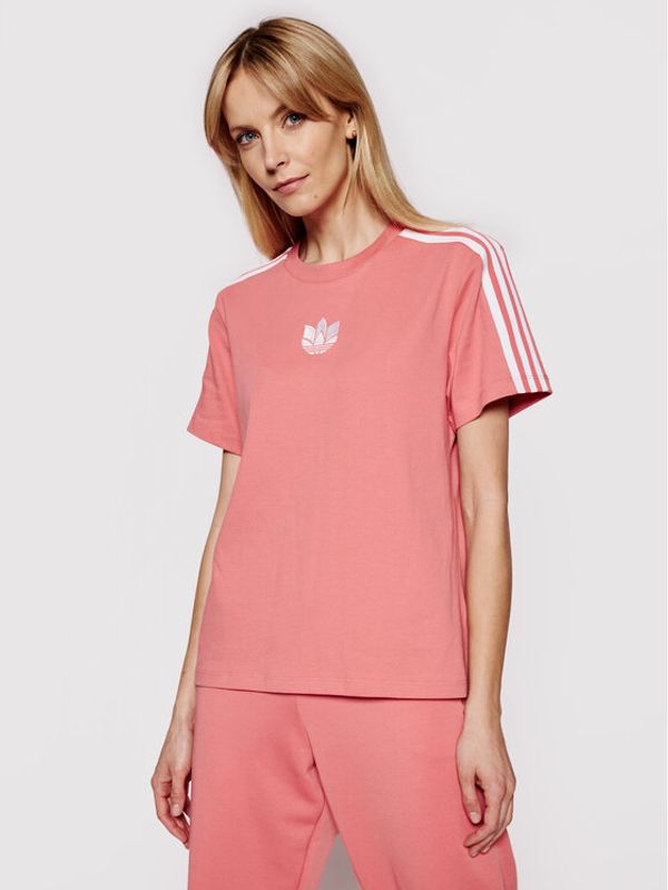 adidas adidas Тишърт adicolor 3D Trefoil GN6702 Розов Loose Fit
