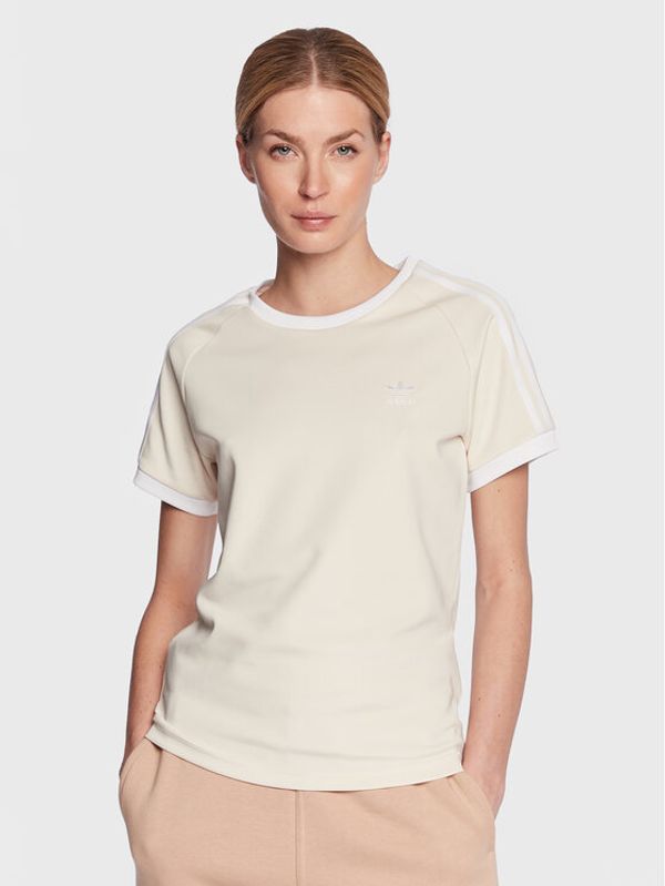 adidas adidas Тишърт Adicolor Classics Slim 3-Stripes T-Shirt IB7440 Бежов Slim Fit