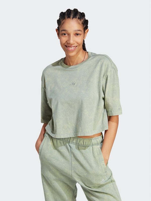 adidas adidas Тишърт ALL SZN Fleece Washed IL3265 Зелен Loose Fit