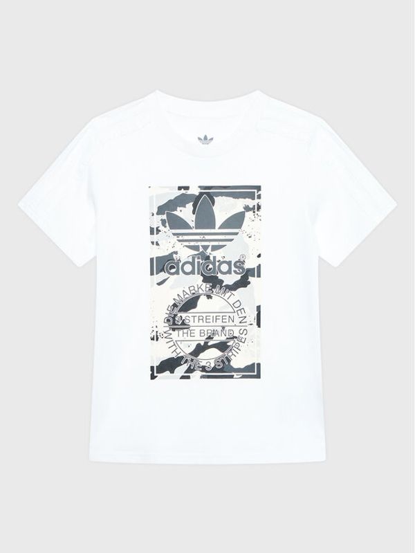 adidas adidas Тишърт Camo HK0279 Бял Regular Fit