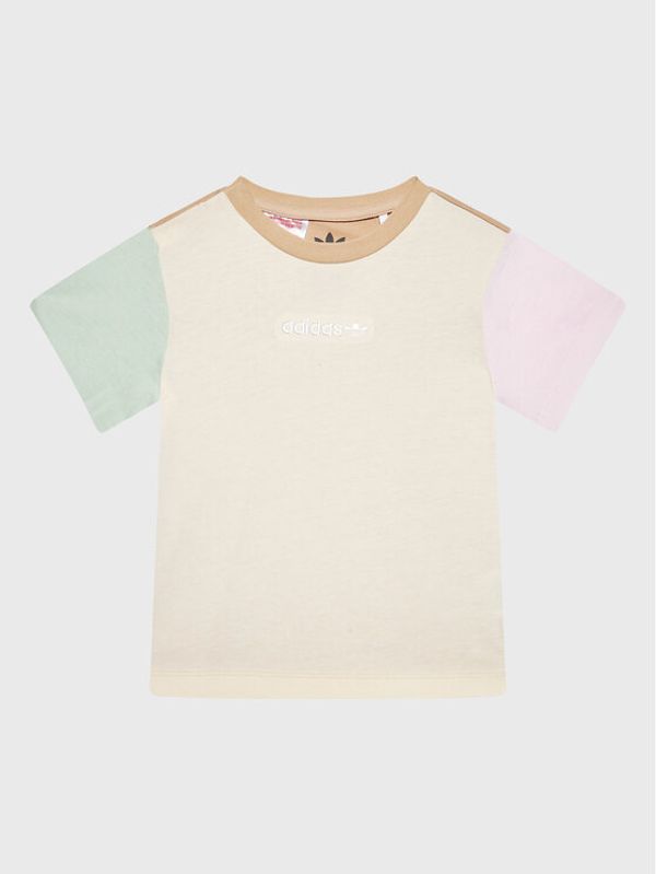 adidas adidas Тишърт Colorblock HK9812 Бежов Regular Fit