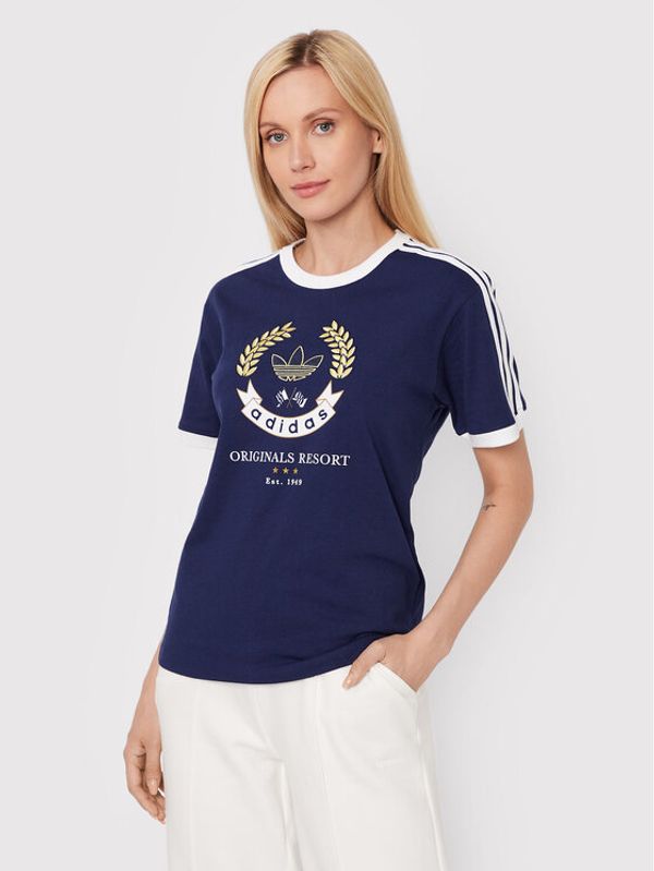 adidas adidas Тишърт Crest Graphic HL6555 Тъмносин Regular Fit