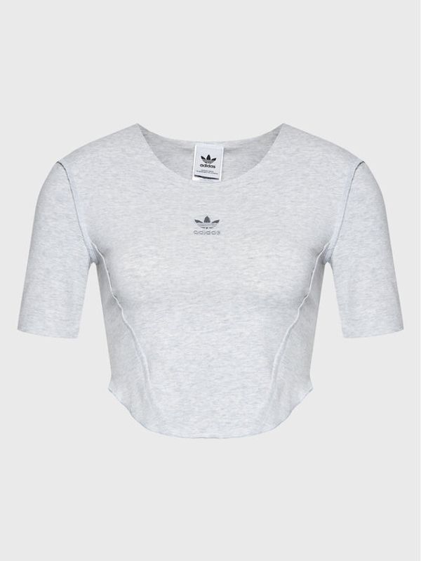 adidas adidas Тишърт Crop Loungewear HL9130 Сив Regular Fit