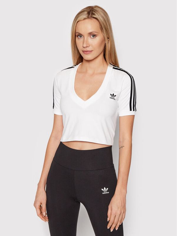 adidas adidas Тишърт Cropped Tee HC203 Бял Slim Fit