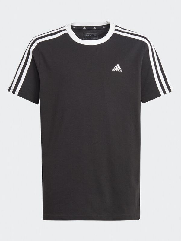 adidas adidas Тишърт Essentials 3-Stripes Cotton Loose Fit Boyfriend T-Shirt H44670 Черен Loose Fit