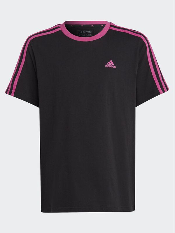 adidas adidas Тишърт Essentials 3-Stripes Cotton Loose Fit Boyfriend T-Shirt IC3640 Черен Loose Fit