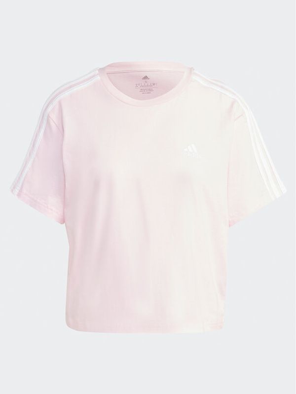adidas adidas Тишърт Essentials 3-Stripes Single Jersey Crop Top IC0760 Розов Loose Fit