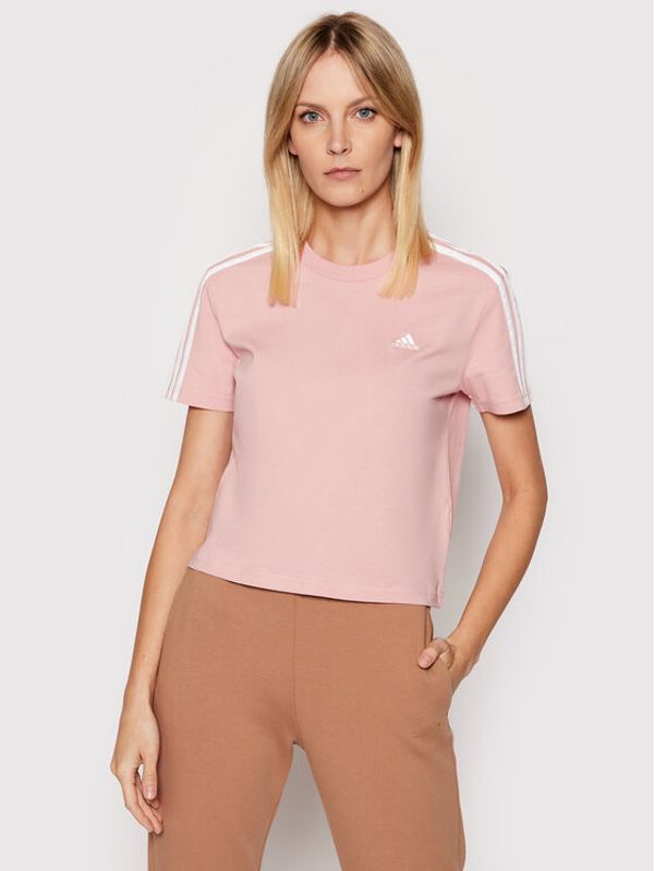 adidas adidas Тишърт Essentials Loose 3-Stripes HF7245 Розов Relaxed Fit
