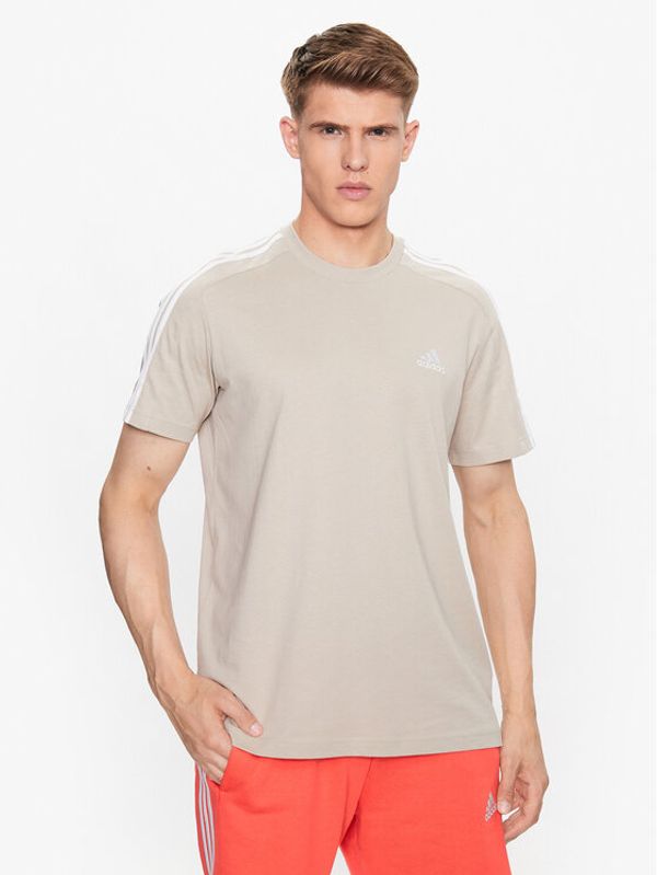 adidas adidas Тишърт Essentials Single Jersey 3-Stripes T-Shirt IJ8685 Бежов Regular Fit